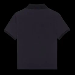 Polo manches courtes SAINT LAURENT coton bio bleu marine logo Monogramme