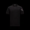 Polo MONCLER ample coton piqué noir bordure kaki gris manche