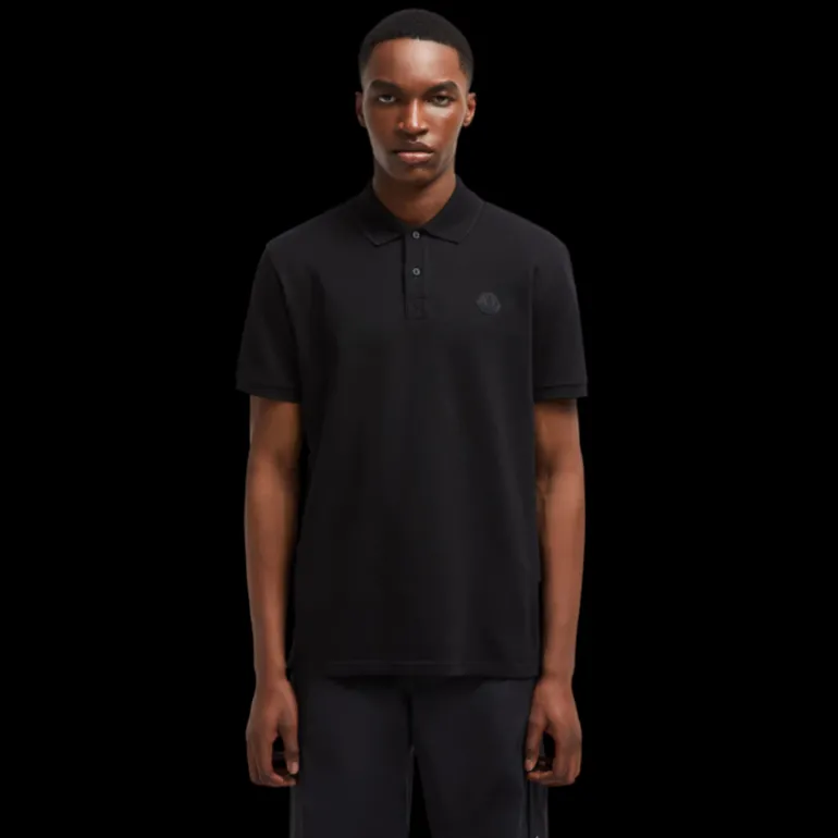 Polo MONCLER Black label coton noir logo noir
