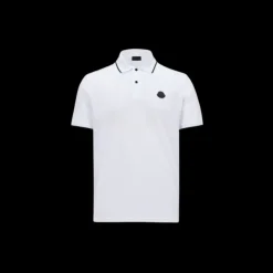 Polo MONCLER Black label coton blanc logo noir