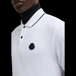 Polo MONCLER Black label coton blanc logo noir