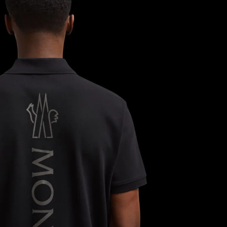 Polo MONCLER Black label coton noir logo noir