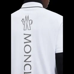 Polo MONCLER Black label coton blanc logo noir