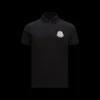 Polo MONCLER manche courte coton piqué noir logo pixel