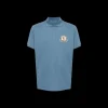 Polo MONCLER manche courte coton piqué bleu logo pixel