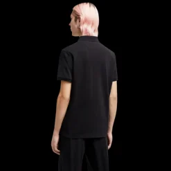 Polo MONCLER manche courte coton piqué noir logo pixel