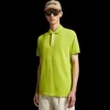 Polo MONCLER piqué de coton vert anis motif logo blanc col