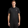 Polo MONCLER piqué de nylon noir empiècement logo Grenoble