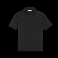 Polo SAINT LAURENT manches courtes coton bio noir logo Monogramme noir