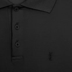 Polo SAINT LAURENT manches courtes coton bio noir logo Monogramme noir