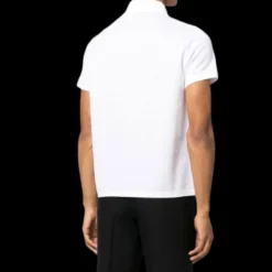 Polo SAINT LAURENT manches courtes coton bio blanc logo Monogramme blanc