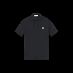 Polo STONE ISLAND manche courte coton stretch bleu marine logo Rose des Vents