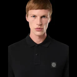Polo STONE ISLAND manche courte piqué de coton stretch noir