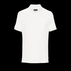 Polo TOM FORD manche courte coton mélangé éponge blanc