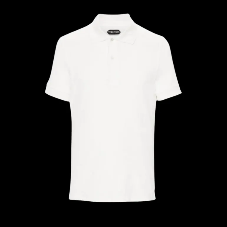 Polo TOM FORD manche courte coton mélangé éponge blanc
