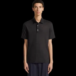 Polo ZEGNA manche courte laine noire