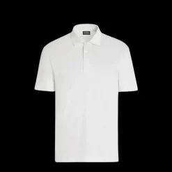 Polo ZEGNA manche courte coupe droite lin blanc