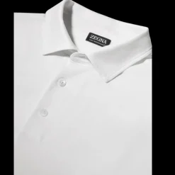 Polo ZEGNA manche courte coupe droite lin blanc
