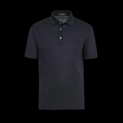 Polo ZEGNA manches courtes jersey laine bleu marine