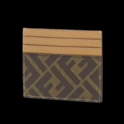 Porte cartes FENDI cuir motif FF marron tabac