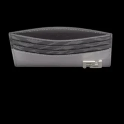 Porte-cartes FENDI FF Squared cuir gris toile FF noir