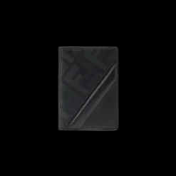 Porte-cartes Fendi Shadow Diagonal en cuir noir