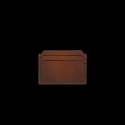 Porte-cartes SANTONI en cuir Saffiano marron