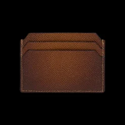 Porte-cartes SANTONI en cuir Saffiano marron