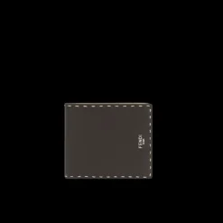 Portefeuille 2 volets FENDI Selleria cuir grainé marron surpiqures