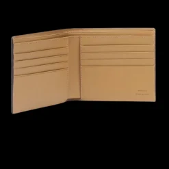 Portefeuille 2 volets FENDI cuir beige diagonal motif FF marron