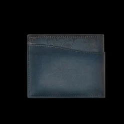 Portefeuille Compact BERLUTI Makore Slim cuir veau bleu marine Scritto
