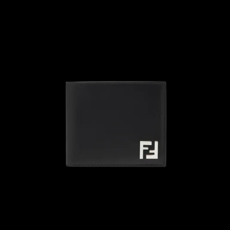 Portefeuille compact FENDI à deux volets FF métal FF Gris noir