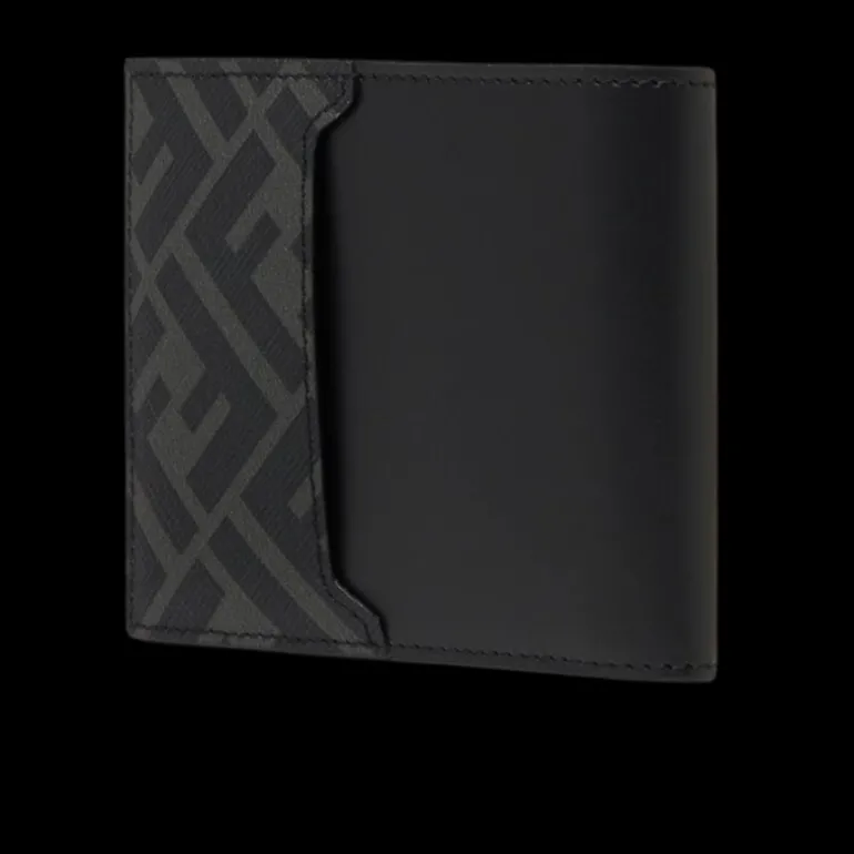 Portefeuille compact FENDI à deux volets FF métal FF Gris noir