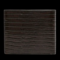 Portefeuille TOM FORD 2 volets cuir lézard marron fente carte