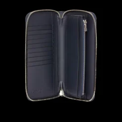 Portefeuille zippé LOEWE Compagnon Puzzle cuir bleu marine gris anthracite