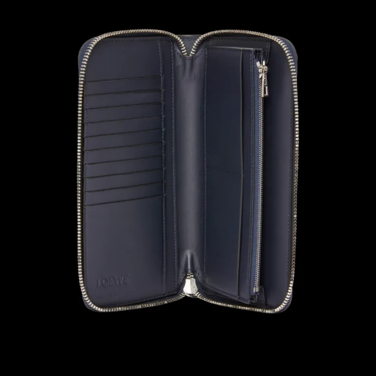 Portefeuille zippé LOEWE Compagnon Puzzle cuir bleu marine gris anthracite