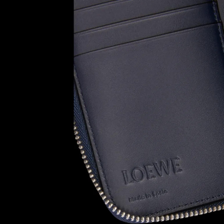 Portefeuille zippé LOEWE Compagnon Puzzle cuir bleu marine gris anthracite