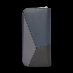 Portefeuille zippé LOEWE Compagnon Puzzle cuir bleu marine gris anthracite