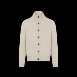 Pull cardigan BRIONI boutons col montant cachemire beige