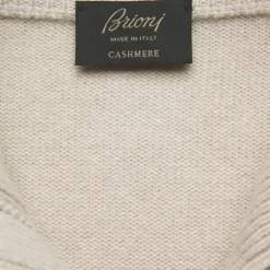 Pull cardigan BRIONI boutons col montant cachemire beige