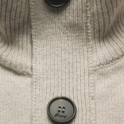 Pull cardigan BRIONI boutons col montant cachemire beige