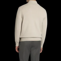 Pull cardigan BRIONI boutons col montant cachemire beige