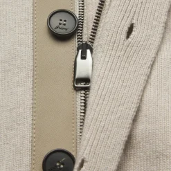 Pull cardigan BRIONI boutons col montant cachemire beige