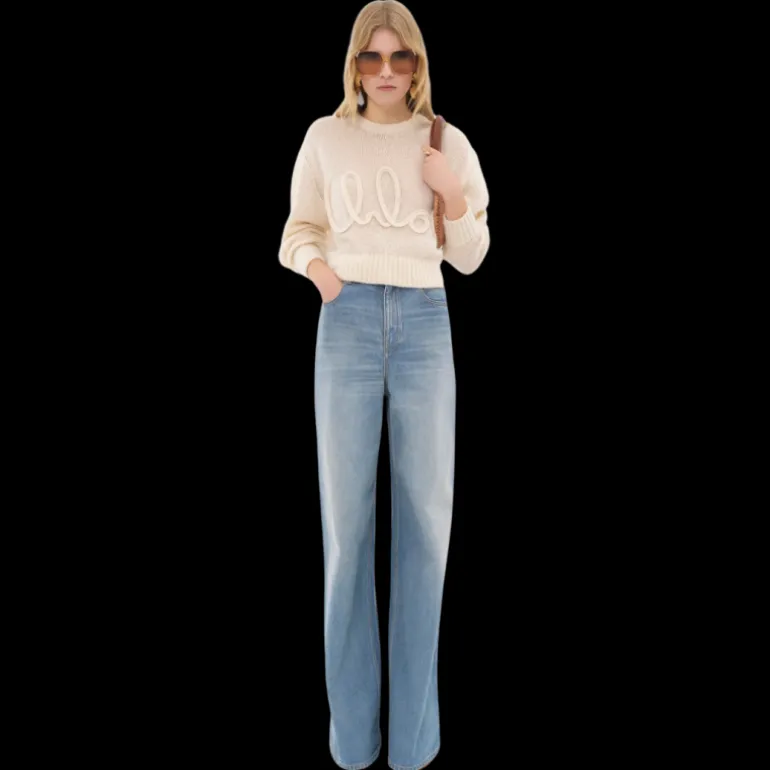 Pull CHLOE col rond manche 3/4 maille laine alpaga soie écru