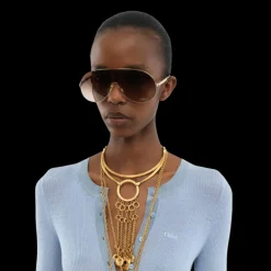 Pull CHLOE Henley col tunisien maille de laine extrafine bleu ciel