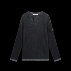 Pull col cheminée STONE ISLAND laine vierge côtelée grise