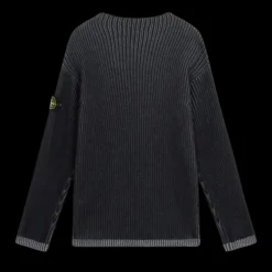 Pull col cheminée STONE ISLAND laine vierge côtelée grise