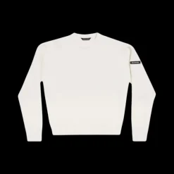 Pull col rond BALENCIAGA Fit large maille laine double écrue
