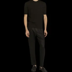 Pull col rond DOLCE & GABBANA en jacquard de soie noir logo DG