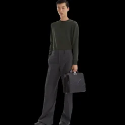 Pull col rond FENDI laine vert sapin FF relief poitrine